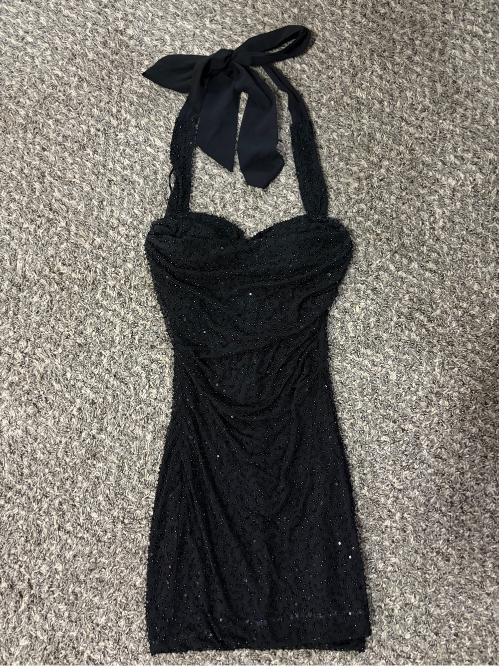 Windsor Black Sequin Halter Mini Dress